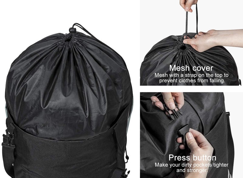 Chrislley 106L Extra Large Laundry Hamper with Drawstring Dorm Room Backpack Laundry Bag Collapsible Laundry Basket for College Students Travel Day Tripï¼ˆBlackï¼‰ - Image 3